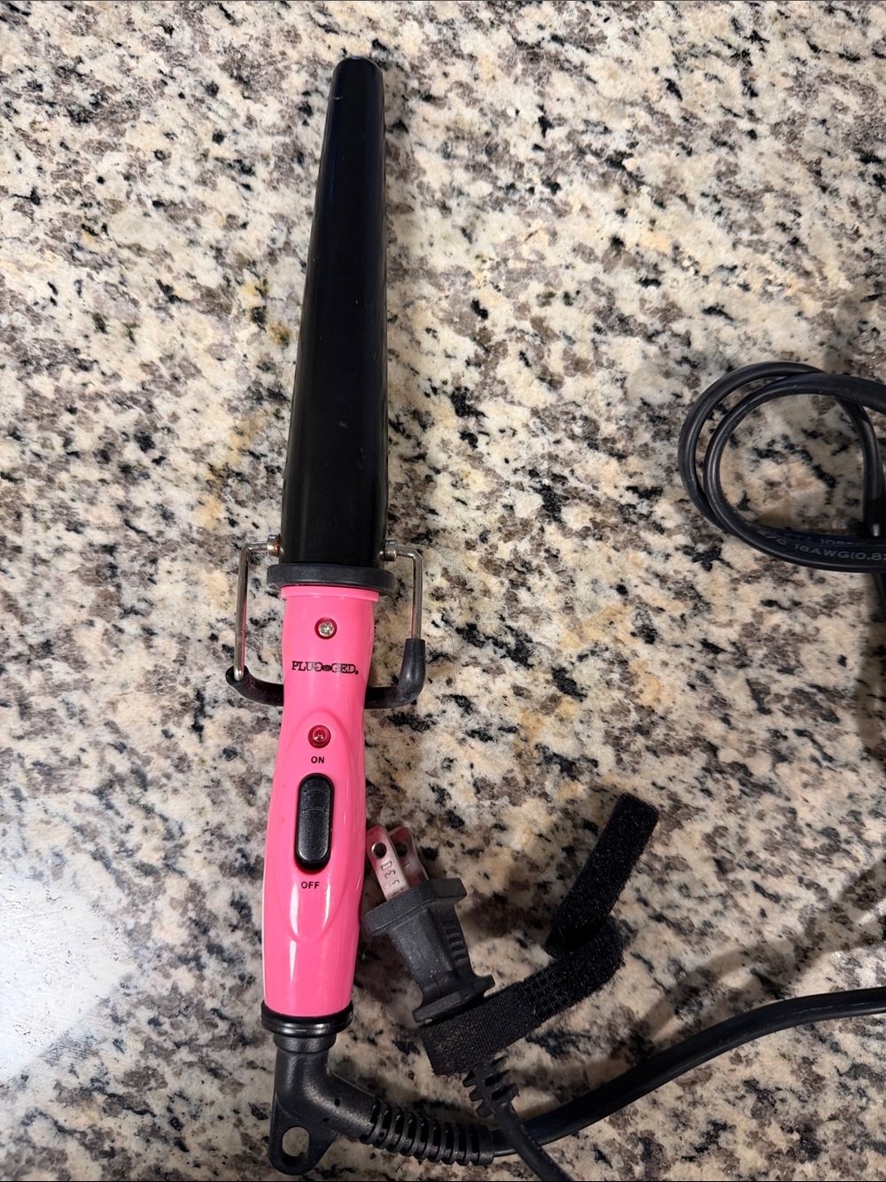 Plugged Pink and Black Curling Wand